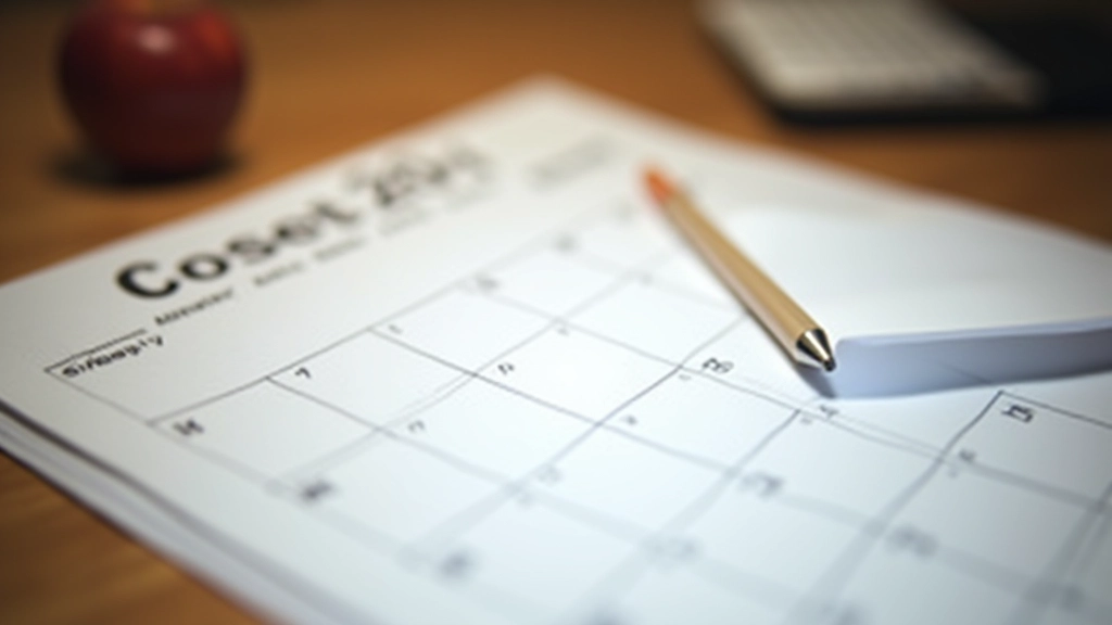 Calendar with dates circled, Cork venue schedule visible, planning notes and pen nearby on desk