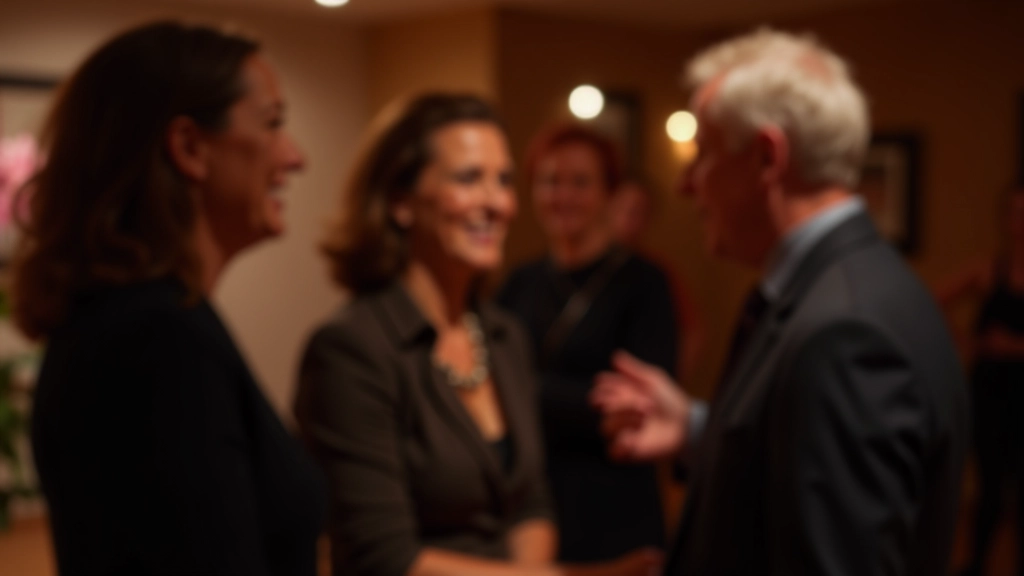 Small group of dancers talking and laughing together at a social dance event